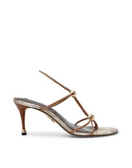 Steve Madden Steve Madden Ramos heeled sandals with gold embellishment in natural snake-Multi