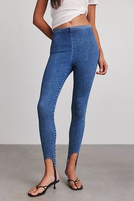 Steve Madden Steve Madden Rockaway Stirrup High-Rise Skinny Jeans Pant in French Blue, Women's at Urban Outfitters