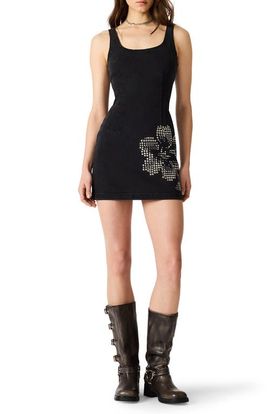 Steve Madden Steve Madden Rosella Beaded Floral Detail Denim Minidress