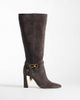 Steve Madden Steve Madden Sirens heeled knee boots with buckle detail in brown suede - 1