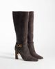 Steve Madden Steve Madden Sirens heeled knee boots with buckle detail in brown suede - 2