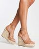 Steve Madden Steve Madden Sivian cross strap espadrille wedges in camel faux leather-Neutral - 4