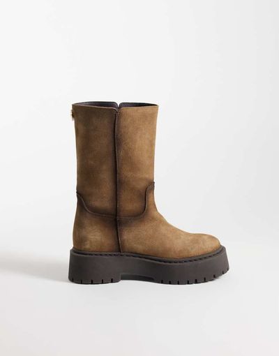 Steve Madden Steve Madden Soleil chunky ankle boots in distressed taupe suede-Neutral