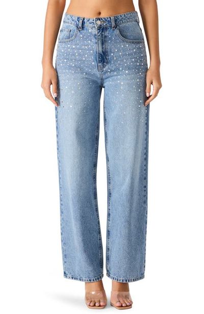 Steve Madden Steve Madden Taylor Crystal Embellished Straight Leg Jeans