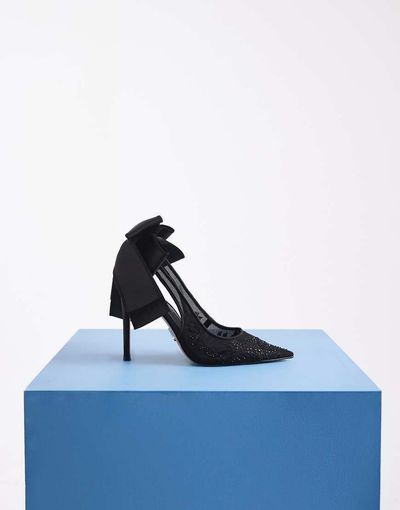 Steve Madden Steve Madden Teacup bow detailing slingback heeled pumps in black satin