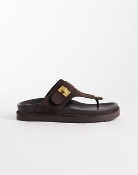 Steve Madden Steve Madden Tuned-in thong sandals with buckle strap in brown suede