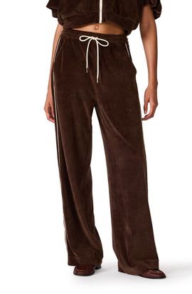 Steve Madden Steve Madden Velour Wide Leg Track Pants