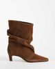 Steve Madden Steve Madden Vexa kitten heeled ruched mid-ankle boots in dark brown suede - 1