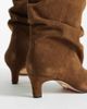 Steve Madden Steve Madden Vexa kitten heeled ruched mid-ankle boots in dark brown suede - 4