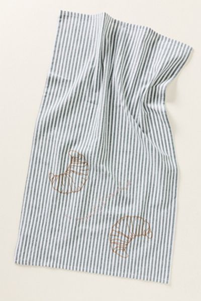 Stitch Happy. DIY Striped Croissant Tea Towel Embroidery Kit