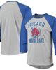 STITCHES Men's Stitches Heathered Gray/Royal Chicago American Giants Negro League Wordmark Raglan 3/4-Sleeve T-Shirt - 1