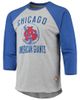 STITCHES Men's Stitches Heathered Gray/Royal Chicago American Giants Negro League Wordmark Raglan 3/4-Sleeve T-Shirt - 2
