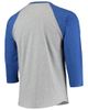 STITCHES Men's Stitches Heathered Gray/Royal Chicago American Giants Negro League Wordmark Raglan 3/4-Sleeve T-Shirt - 3