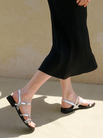 Stiu Edge Velcro Strap Sandal_Silver