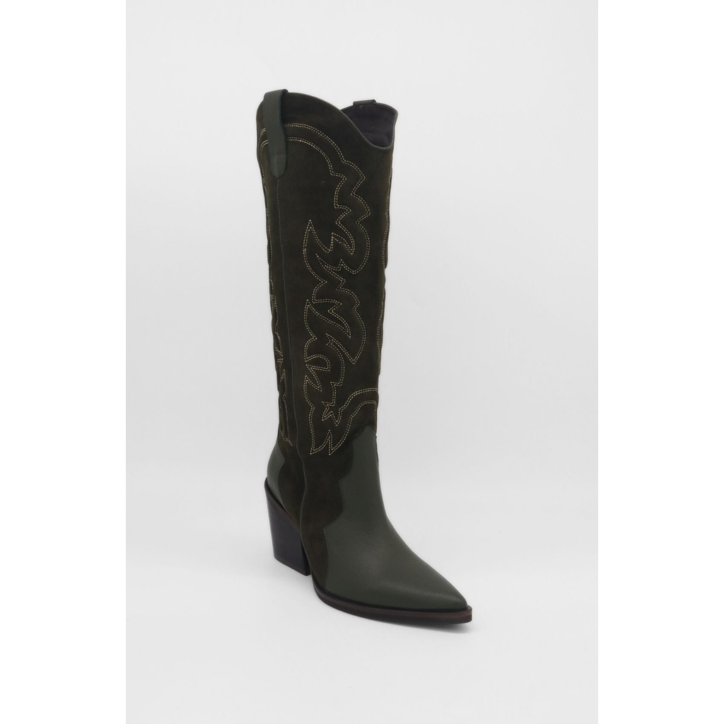 STIVALI NEW YORK STIVALI NEW YORK Getty Western Suede Leather Knee High Boots