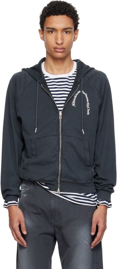Stockholm (Surfboard) Club Stockholm (Surfboard) Club Black Logo Zip Hoodie
