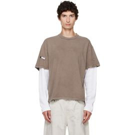 Stockholm (Surfboard) Club Stockholm (Surfboard) Club Taupe & White Back Logo Layered T-shirt