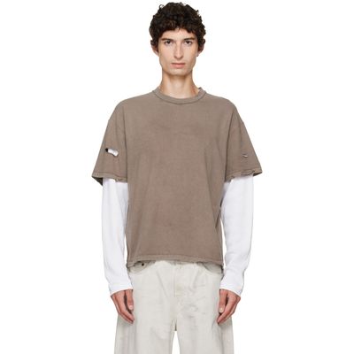 Stockholm (Surfboard) Club Stockholm (Surfboard) Club Taupe & White Back Logo Layered T-shirt