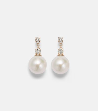 Stone and Strand Stone and Strand Essential 14kt gold drop earrings with pearls and diamonds