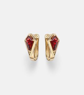Stone and Strand Stone and Strand Kite 14kt gold huggie earrings with garnet
