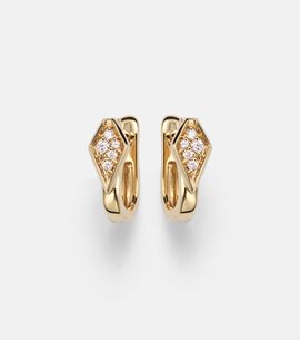 Stone and Strand Stone and Strand Knife Edge Kite 14kt gold huggie earrings with diamonds