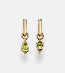 Stone and Strand Stone and Strand Knife Edge Shield 14kt gold hoop earrings with green tourmaline