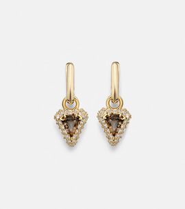 Stone and Strand Stone and Strand Power 14kt gold huggie earrings with diamonds and garnet
