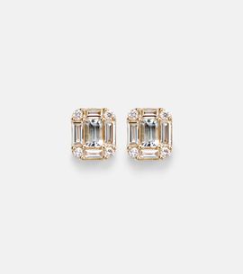 Stone and Strand Stone and Strand Shield Of Strength 14kt gold earrings with diamonds and aquamarine
