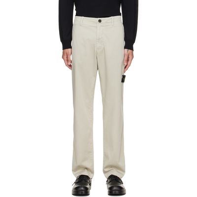 Stone Island Stone Island Beige 3100012 Stretch Organic Cotton Satin Trousers