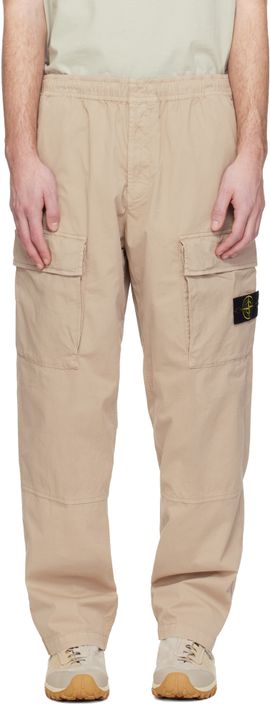 Stone Island Stone Island Beige 3100020 Stretch Organic Cotton Twill Cargo Pants
