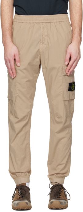 Stone Island Stone Island Beige 3100031 Stretch Cotton Tela 'Paracadute' Cargo Pants