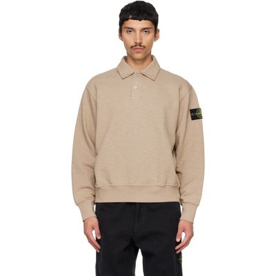 Stone Island Stone Island Beige 6100054 Cotton Fleece Long Sleeve Polo