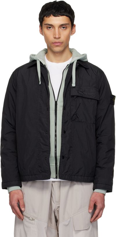 Stone Island Stone Island Black 1200002 Garment Dyed Crinkled Reps Shirt Jacket