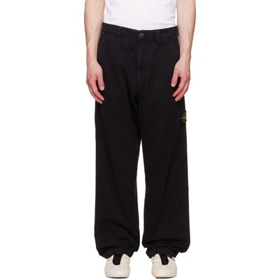 Stone Island Stone Island Black 3100014 Organic Panama Cotton 'Old' Effect Pants