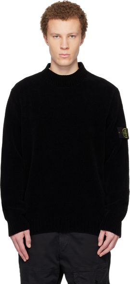 Stone Island Stone Island Black 5100005 Moss Stitch Cotton Chenille Sweater
