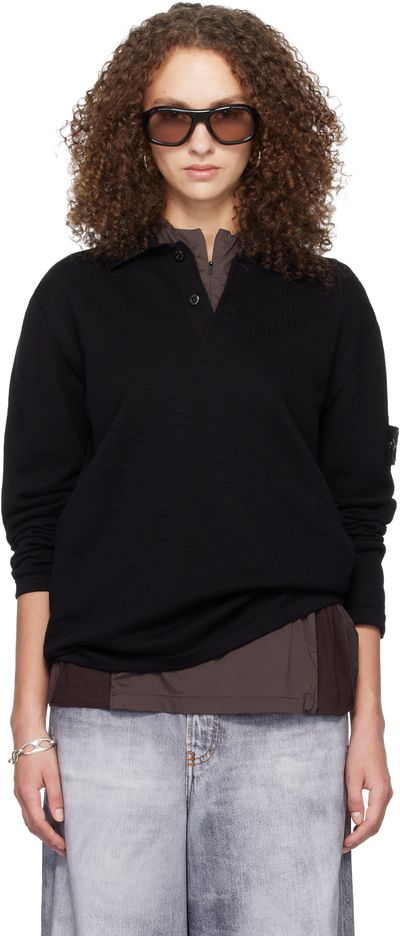 Stone Island Stone Island Black 5100024 Micro Stitch Soft Organic Cotton Polo