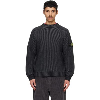 Stone Island Stone Island Black 5100043 Two-Tone Vanisé Cashmere Sweater