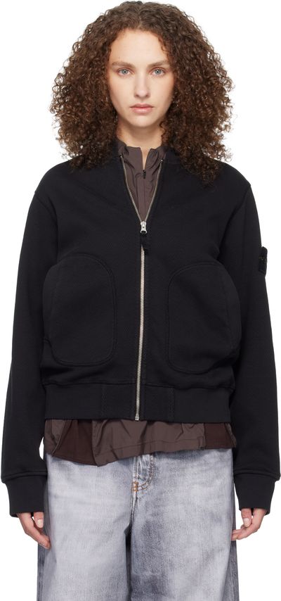 Stone Island Stone Island Black 6100014 Mesh Stitch Organic Fleece Track Jacket