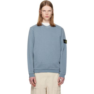 Stone Island Stone Island Blue 6100034 Malfilé Fleece 'Old' Effect Sweatshirt