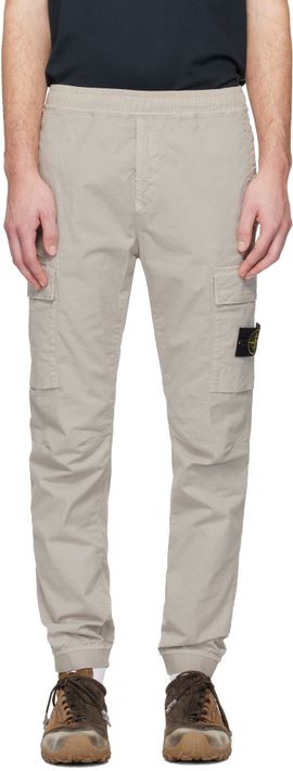 Stone Island Stone Island Gray 3100031 Stretch Cotton Tela 'Paracadute' Cargo Pants