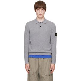 Stone Island Stone Island Gray 5100018 Geelong Wool LS Polo