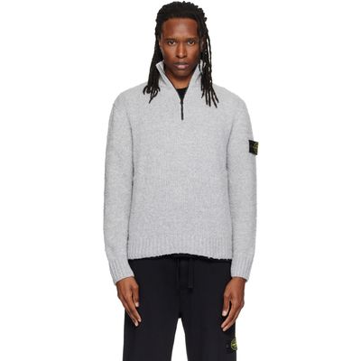 Stone Island Stone Island Gray 5100032 Speckled Wool Nylon Sweater