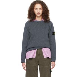Stone Island Stone Island Gray 5100033 Plated Rib Cotton Bouclé Sweater