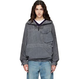 Stone Island Stone Island Gray Q100035 Uneven Smerigliato & Canvas Anorak