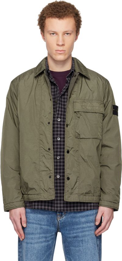 Stone Island Stone Island Khaki 1200002 Crinkle Reps NY Overshirt