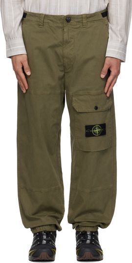 Stone Island Stone Island Khaki 3100010 Organic Cotton Stretch Broken Twill Trousers
