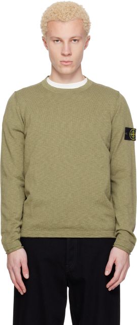 Stone Island Stone Island Khaki 5100052 Organic Cotton Nylon Sweater