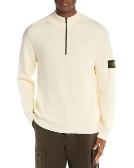 Stone Island Stone Island Maglia Half Zip Logo Patch Cotton Sweater