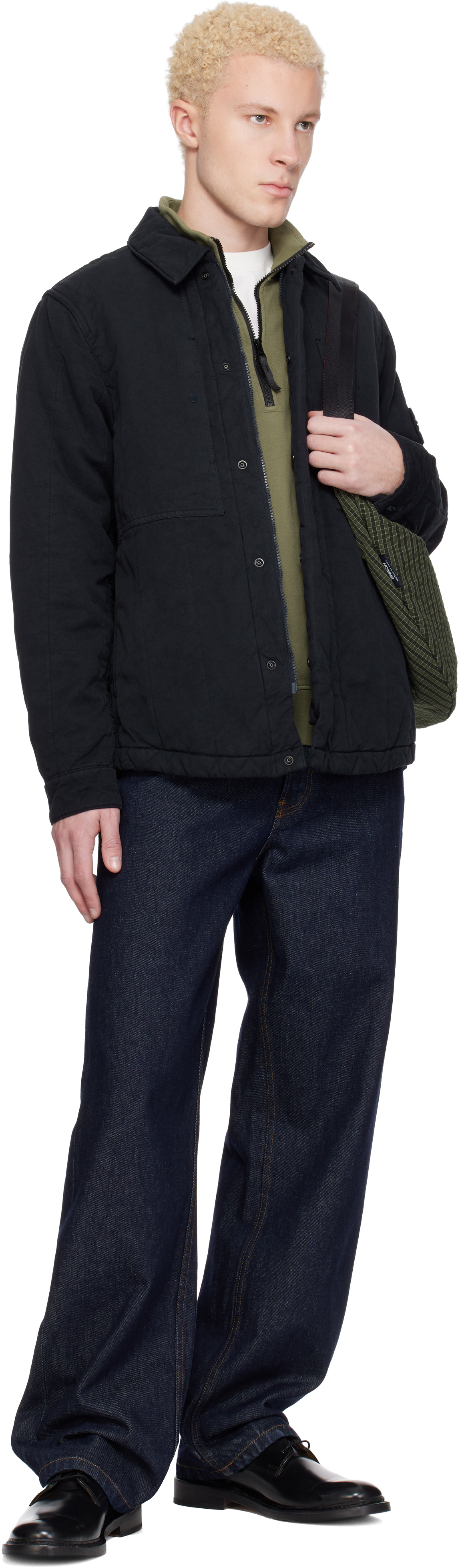 Stone Island - Navy 4100038 Cotton Linen Quilted-TC Ghost Jacket