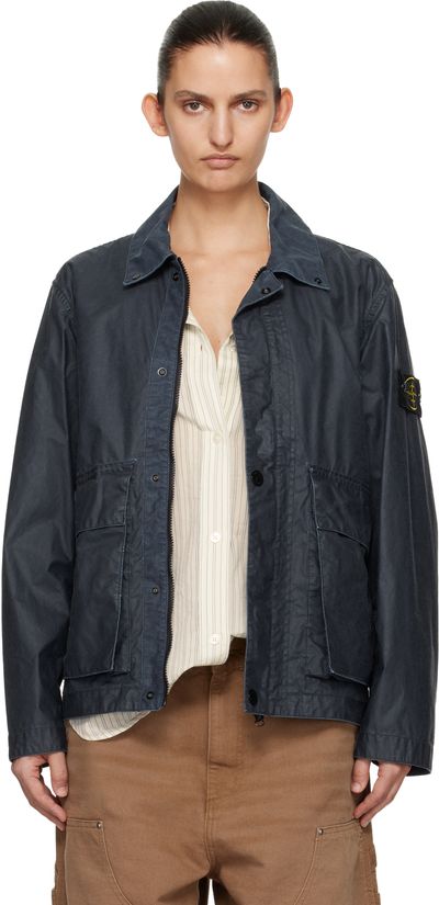 Stone Island Stone Island Navy 4100054 Waxed Pigment Cotton Tela Jacket